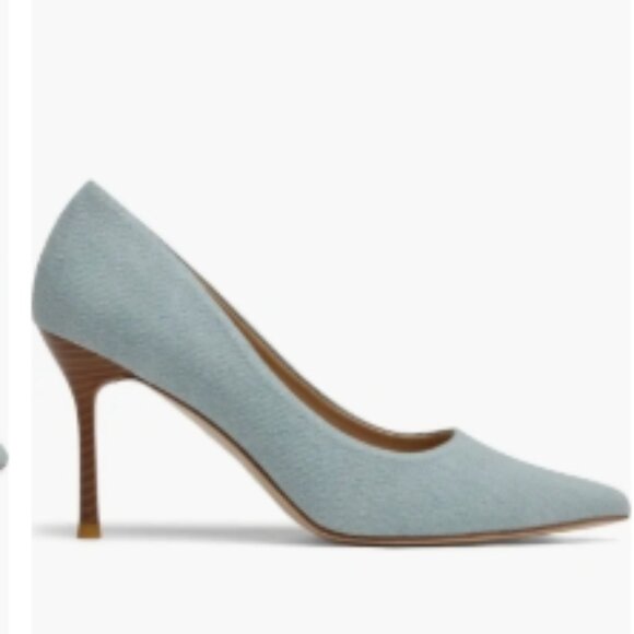 7 For All Mankind Denim Pointed Toe Pump - Picture 1 of 4